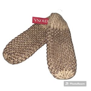 Merona tan & gold knit mittens nwt